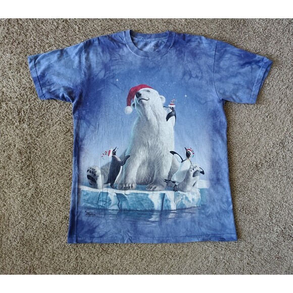 The Mountain Polar Bear Penguin T-Shirt Men's Medium Blue Short Sleeve - Picture 1 of 7